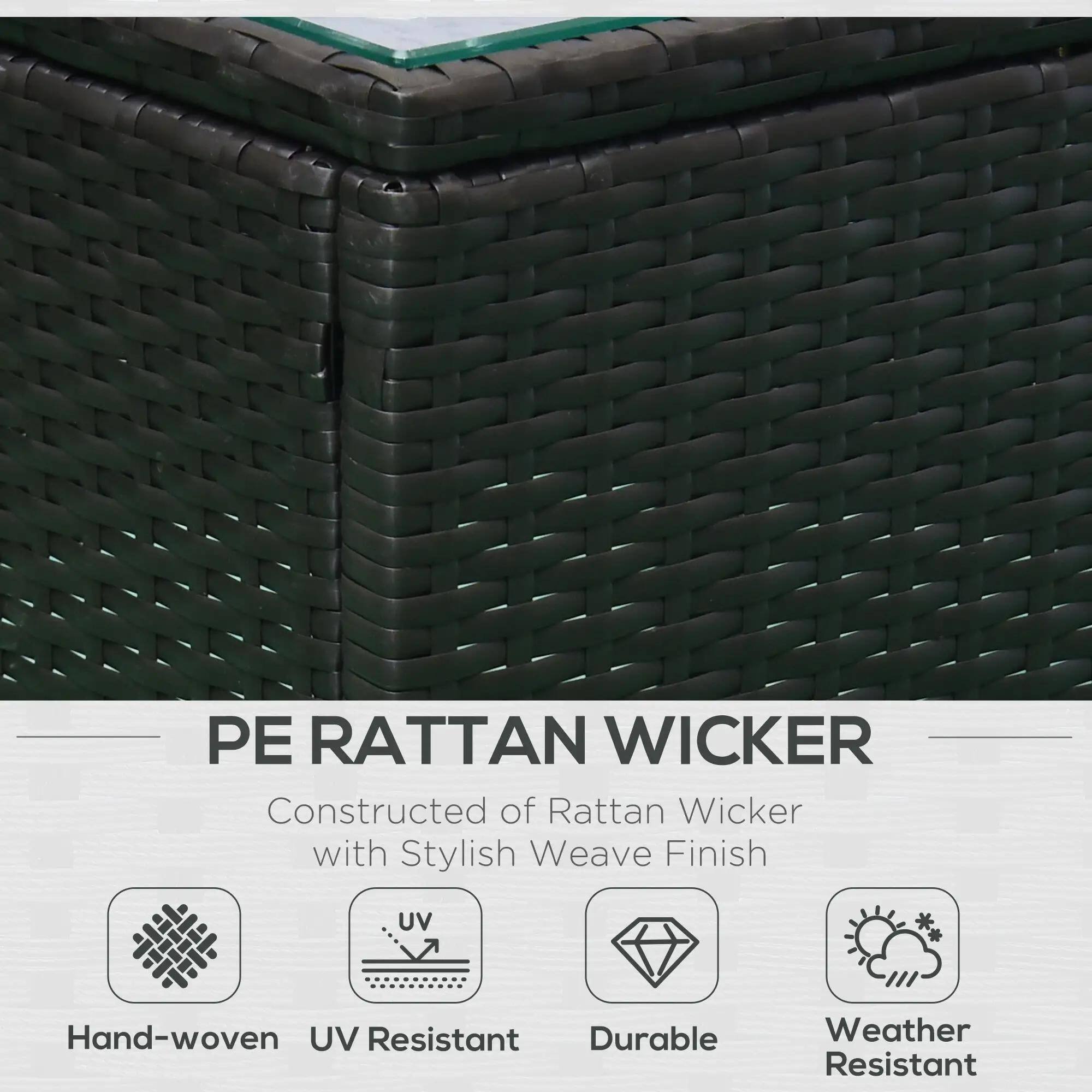 PE RATTAN WICKER Constructed of Rattan Wicker with Stylish Weave Finish

Hand-woven, UV Resistant, Durable, Weather Resistant
