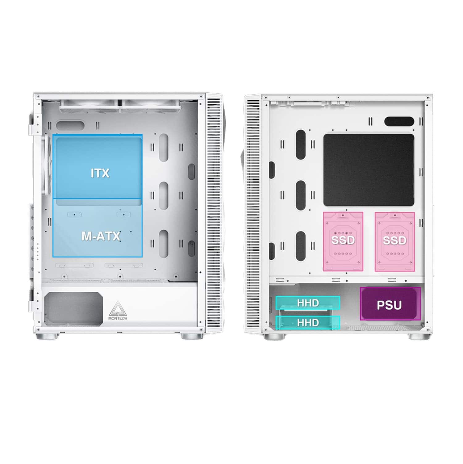 Montech - X3 Mesh ATX Mid-Tower PC Gaming Case - White