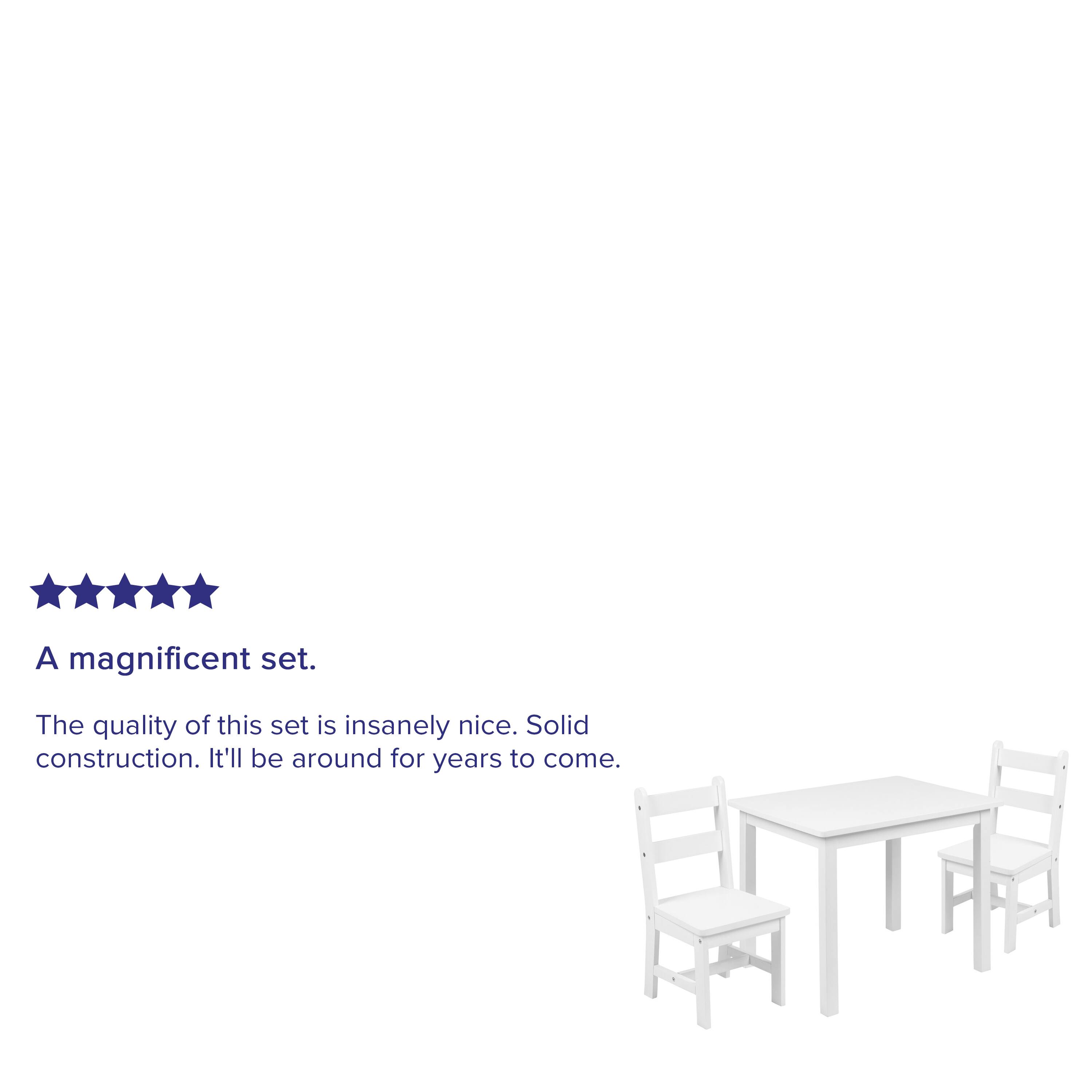 Alt View 14. Alamont Home - Kids Solid Hardwood Table and Chair Set for Playroom, Bedroom, Kitchen - 3 Piece Set - White.
