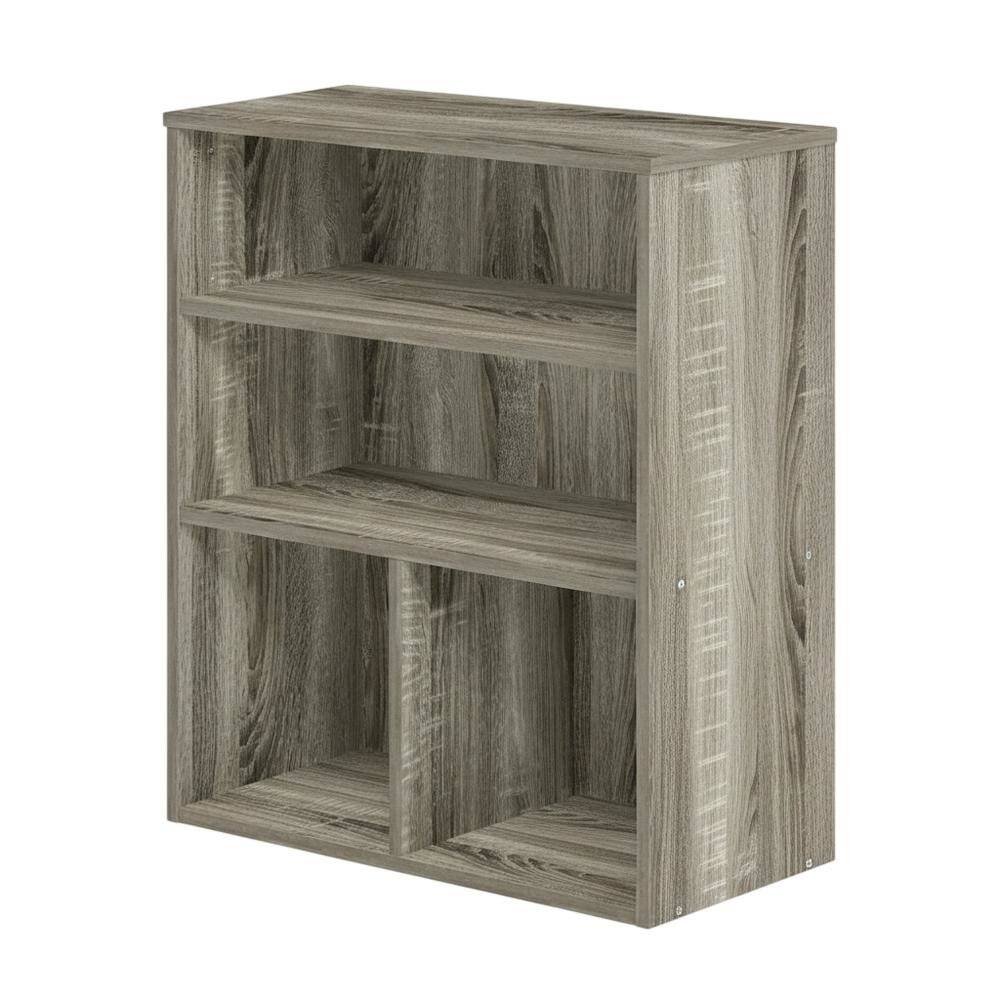 Front. FurniFact - Wooden Bookcase in Warm Brown Finish for Elegant Home Storage - French Oak.