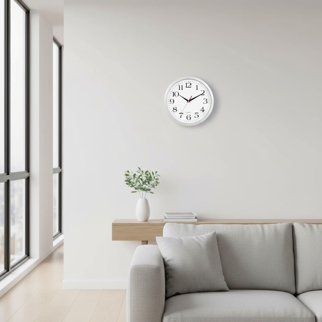Alt View 3. FINEAK - 12" Silent White Wall Clock, Battery Operated, Easy Read, Black Hands - White.