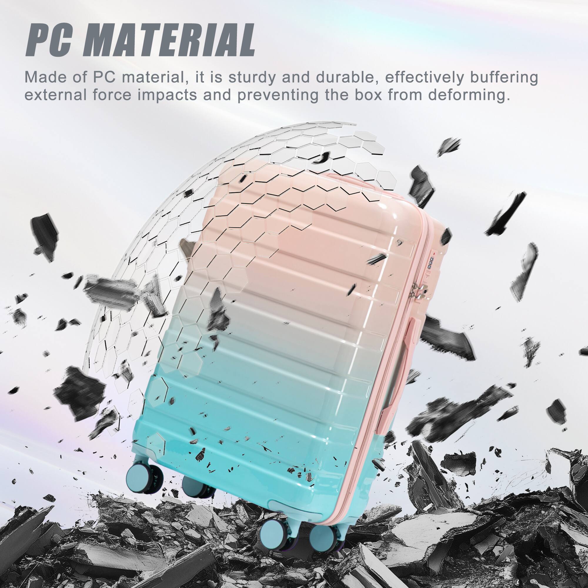 PC MATERIAL  
Made of PC material, it is sturdy and durable, effectively buffering external force impacts and preventing the box from deforming.