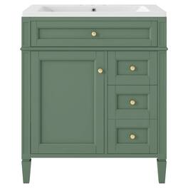Boyel Living - 30 Inch Bathroom Vanity with Resin Sink Top Two Drawers Tip Out - Green