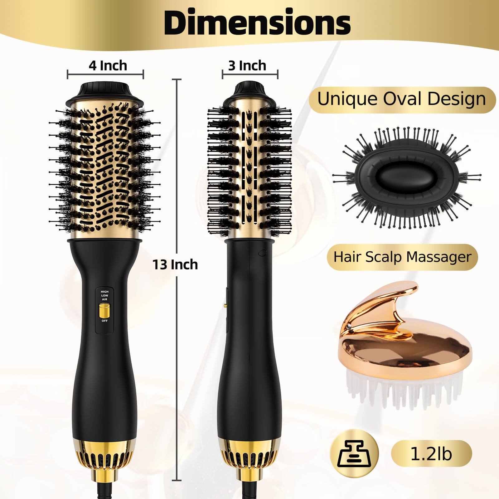 Dimensions  
4 Inch  
3 Inch  
Unique Oval Design  
13 Inch  
Hair Scalp Massager  
1.2lb