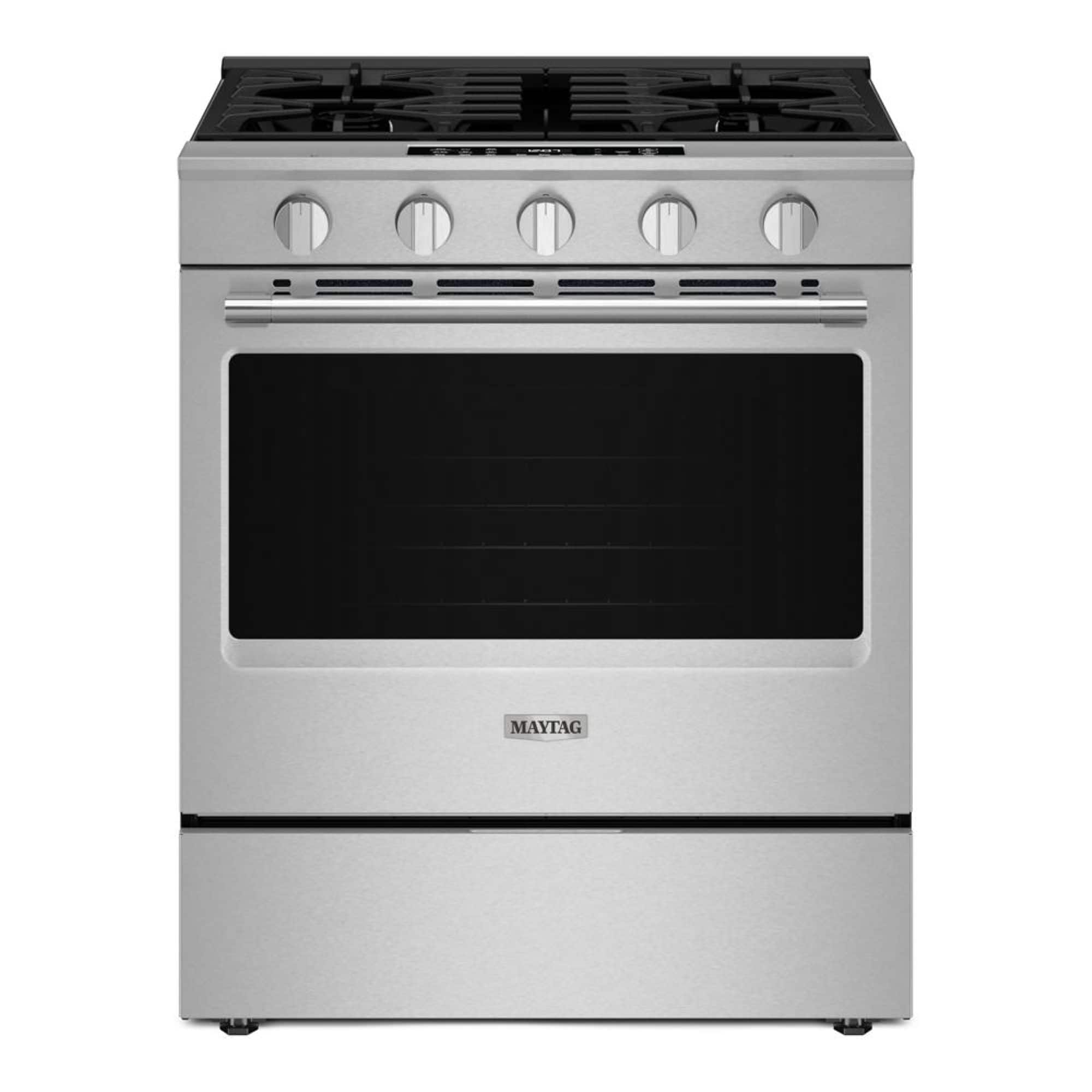 Maytag - 5.0 Cu. Ft. Slide-In Gas Range with Grill Mode and No Preheat Air Fry - Stainless Steel - Front_Zoom