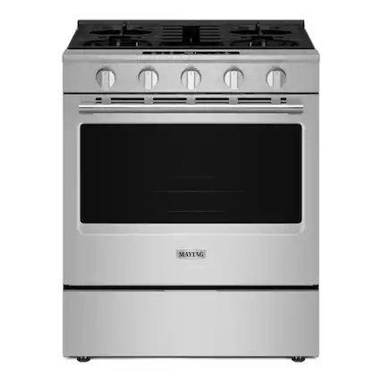 Front. Maytag - 5.0 Cu. Ft. Slide-In Gas Range with Grill Mode and No Preheat Air Fry - Fingerprint Resistant Stainless Steel.