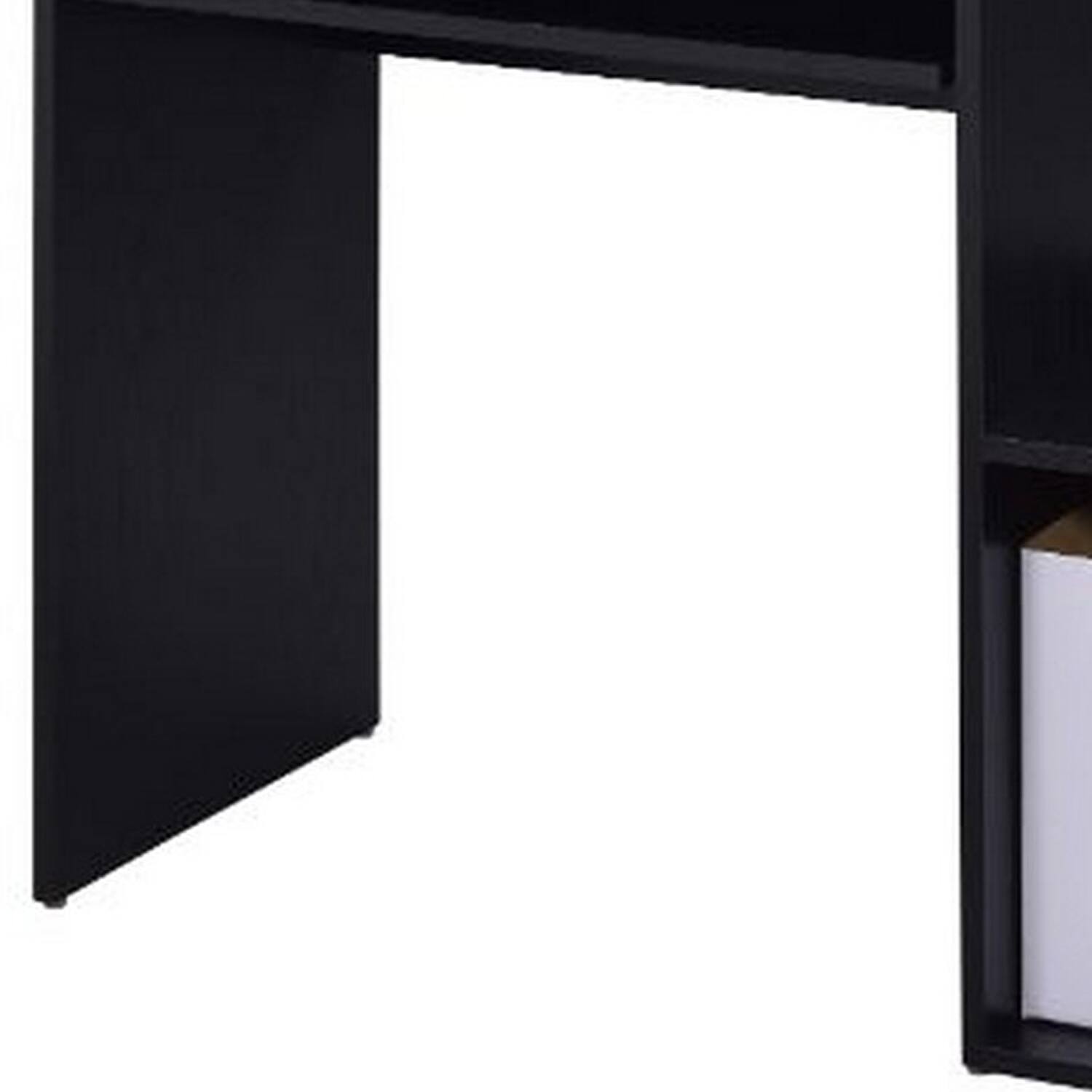 Back. Manhattan Lane - Computer Desk with Built In Bookshelf, Black - Black.