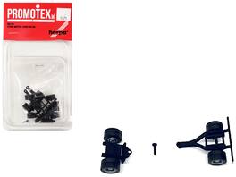 Lowboy Single Axle Booster with Integrated Rear Axle and Fenders (2 Sets) 1/87 (HO) Plastic Model by Promotex - Black