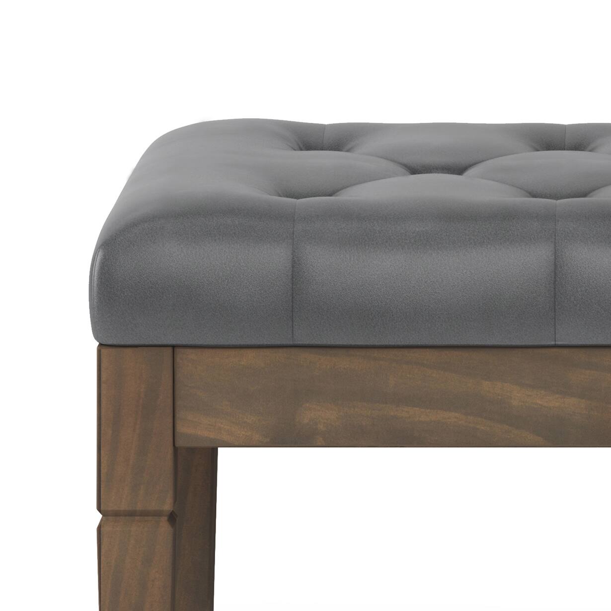 Alt View 11. Simpli Home - Waverly Small Tufted Ottoman Bench - Stone Grey.