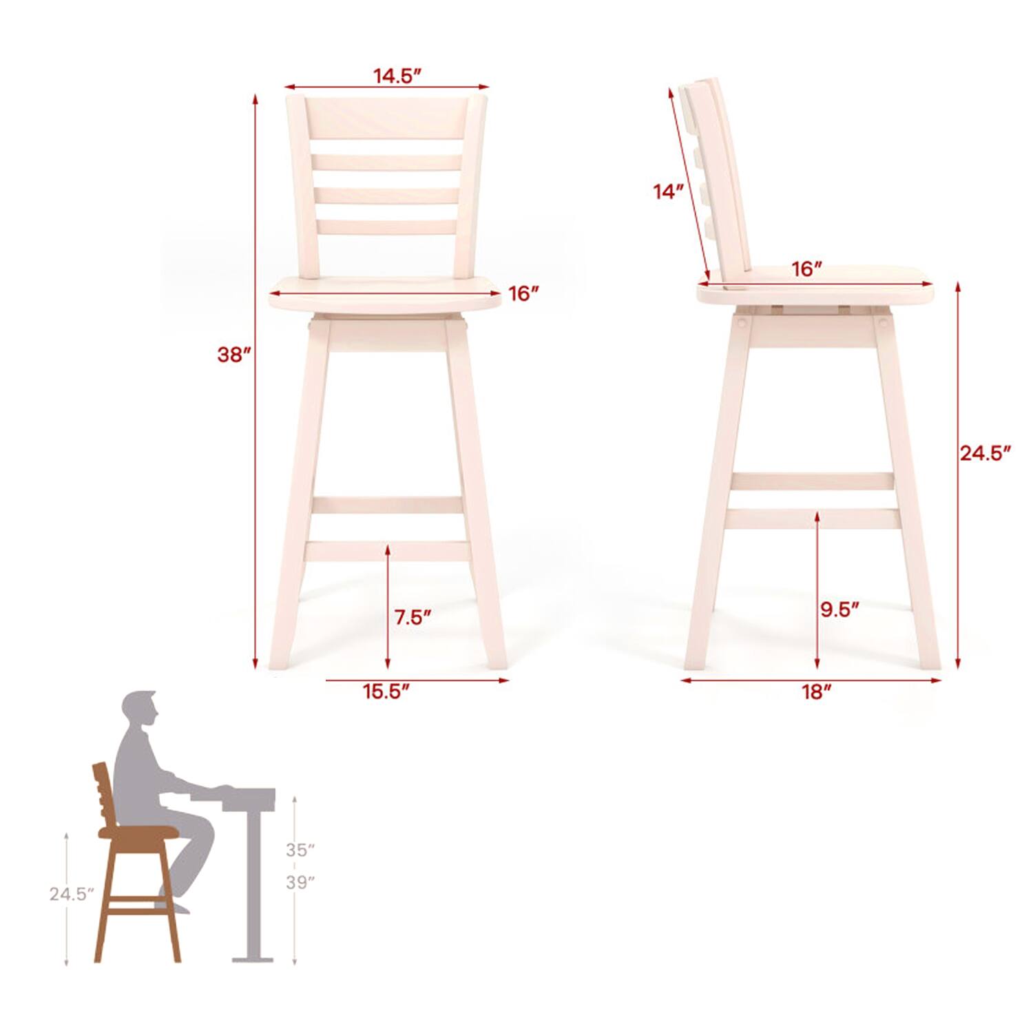 14.5" 14" 16" 16" 38" 24.5" 7.5" 9.5" 15.5" 18" 35" 24.5" 39"