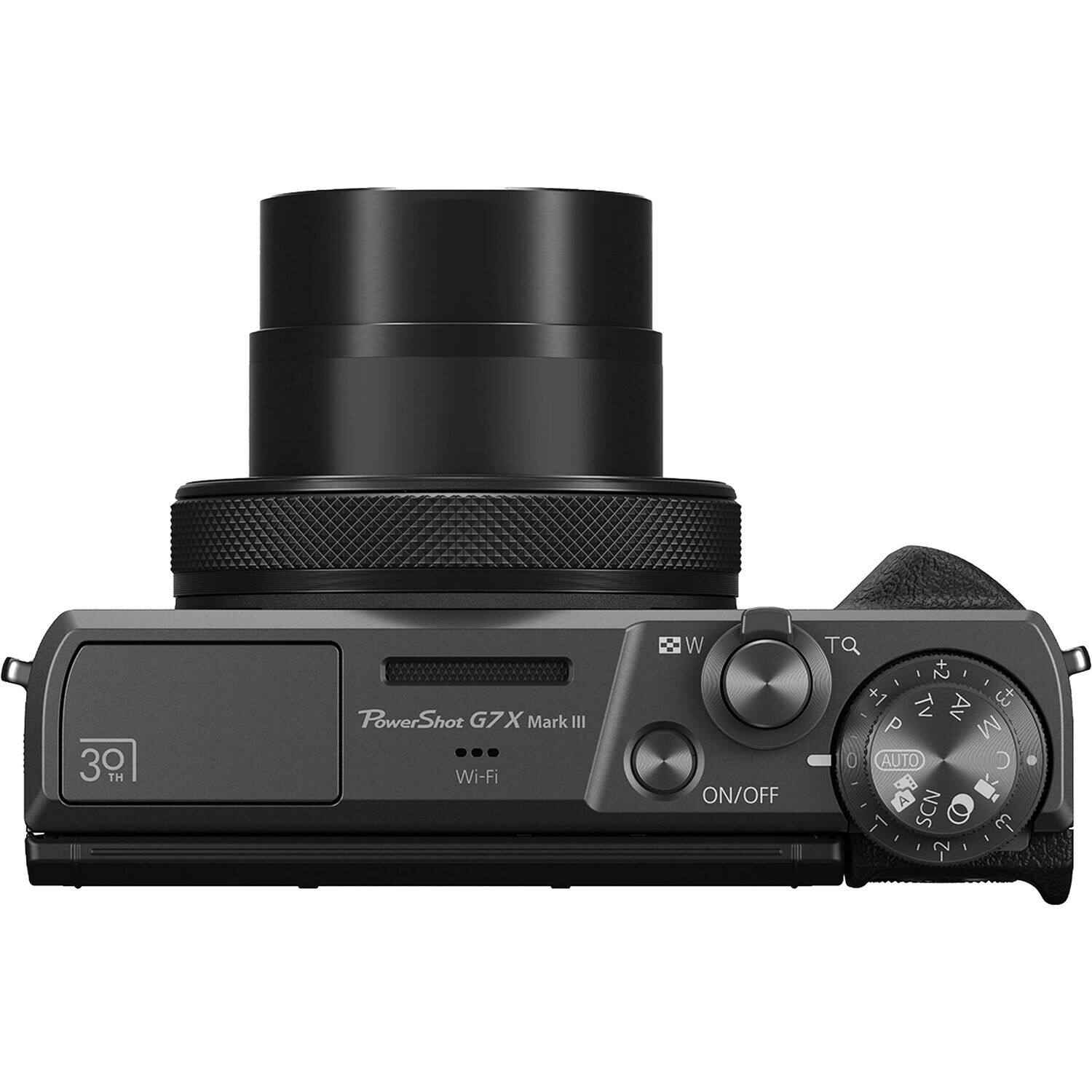 30th PowerShot G7 X Mark III Wi-Fi W ON/OFF TQ +2 I +1 TV Av P M 0 AUTO C A is T SCN S -3 -2
