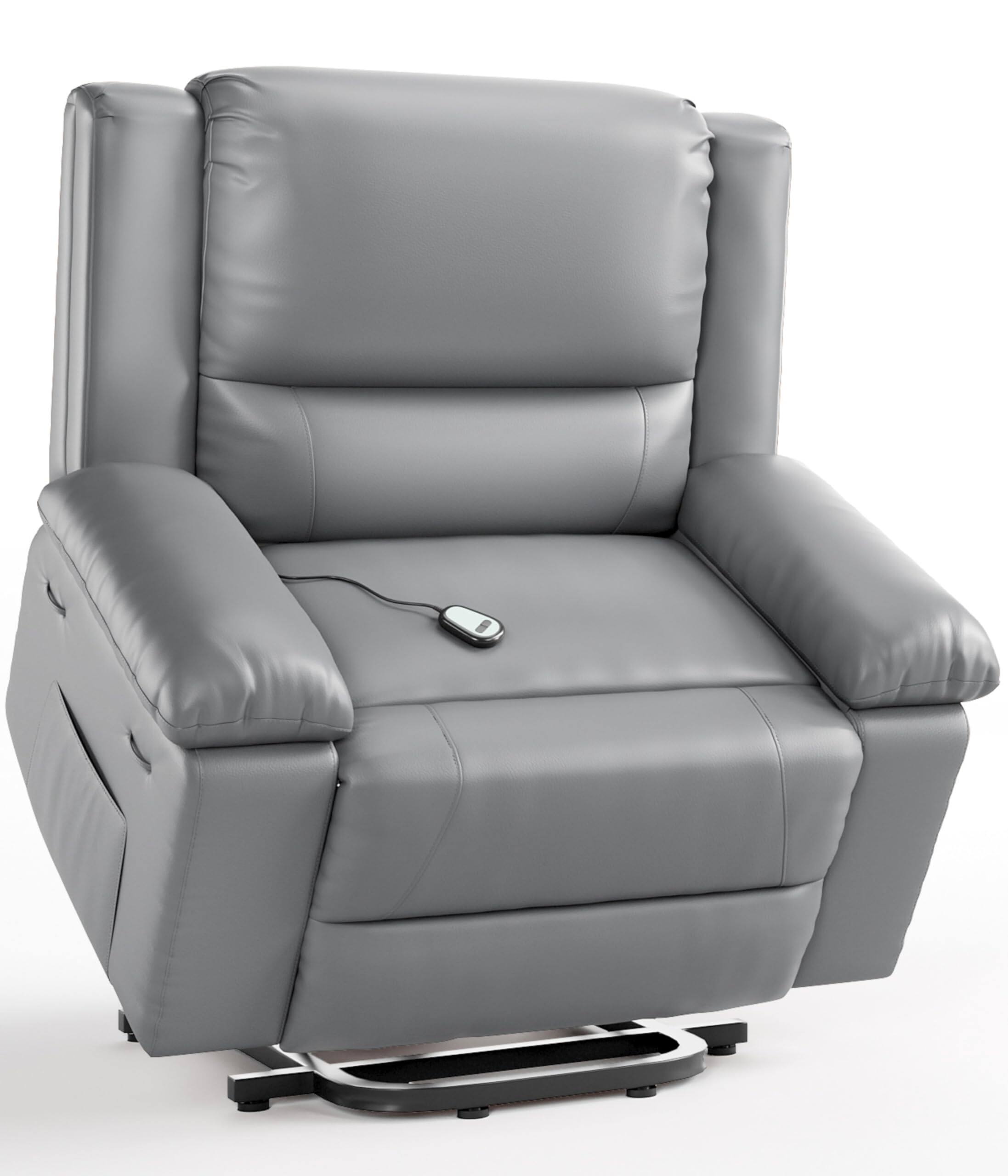 "Babevy - 43.3"" Wide Oversized Electric Power Lift Recliner with Heat and Massage, PU Leather Recliner Chair for Elderly - Gray" price history on PriceWatchPro