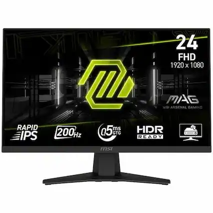 24 FHD
1920 x 1080
MSI ARSENAL GAMING
MAG
RAPID IPS
200Hz
0.5ms GTG
HDR READY
MSI