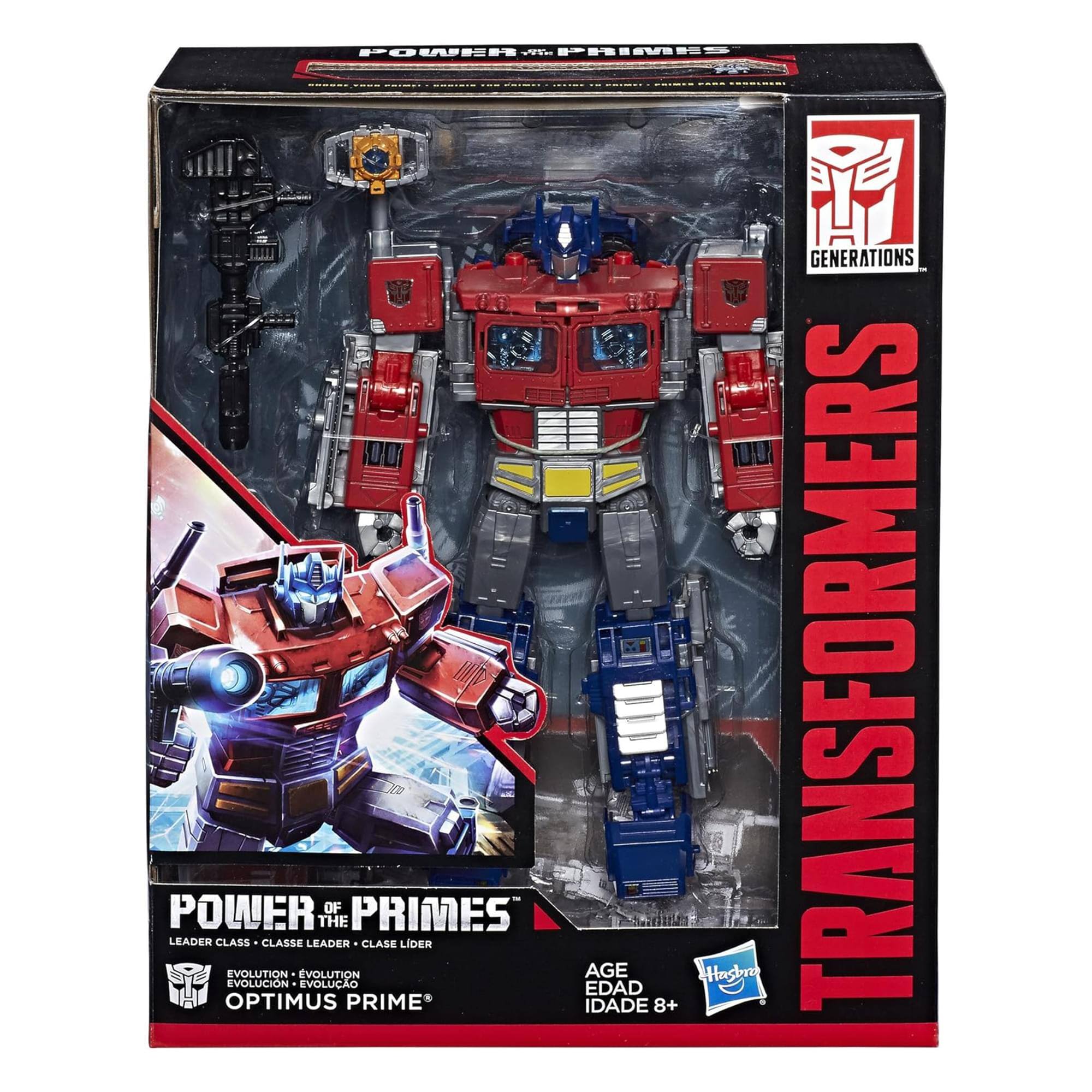 POWER OF THE PRIMES  
GENERATIONS  
LEADER CLASS - CLASSE LEADER - CLASE LÍDER  
EVOLUTION - EVOLUCIÓN - EVOLUÇÃO  
OPTIMUS PRIME®  
TRANSFORMERS  
AGE 8+  
EDAD 8+  
IDADE 8+