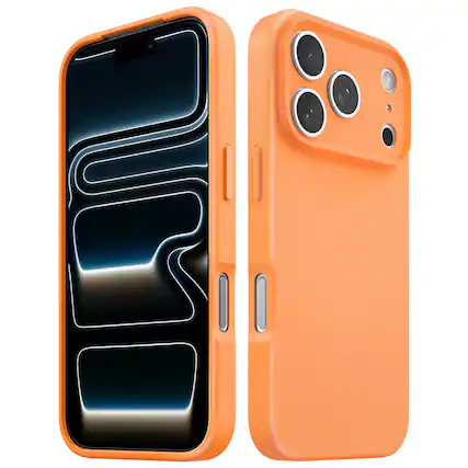 Front. Vena - For Apple iPhone 17 Pro Case Matte, Bump Resistant, Drop Protection Slim Protective Phone Case, Orange - Orange.