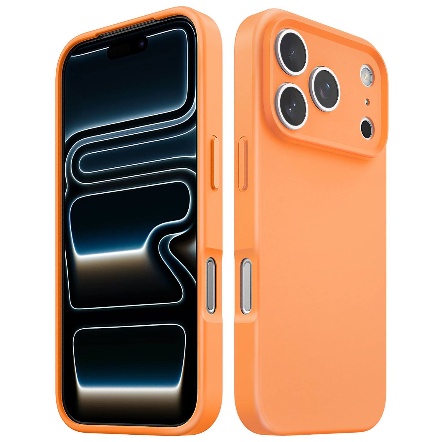 Front. Vena - For Apple iPhone 17 Pro Case Matte, Bump Resistant, Drop Protection Slim Protective Phone Case, Orange - Orange.