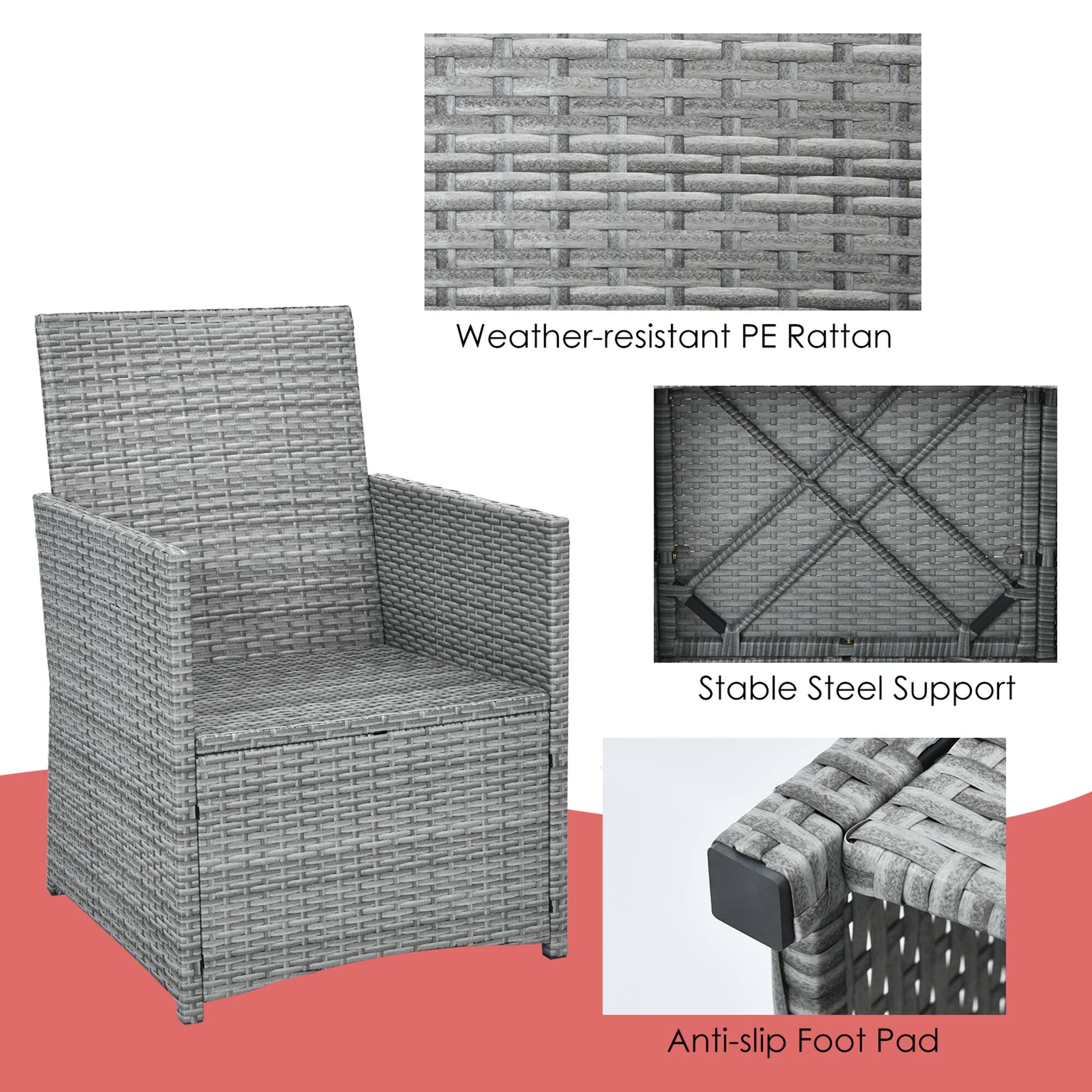 Weather-resistant PE Rattan  
Stable Steel Support  
Anti-slip Foot Pad