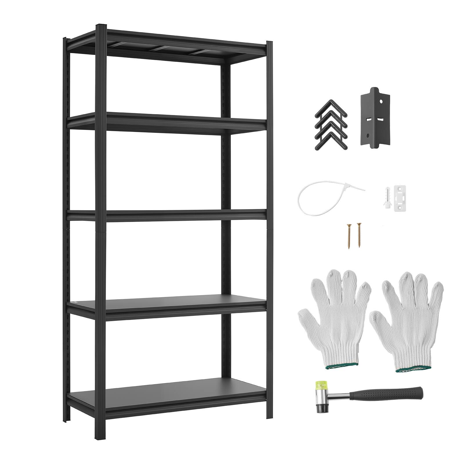Alt View 5. VEVOR - Storage Shelves, 5-Tier Adjustable, 3000 lbs Capacity, Heavy Duty Garage Storage Shelving Unit, Metal Utility Rack Shelf - Black.