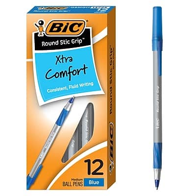 BIC America - BIC Round Stic Grip Xtra Comfort Ballpoint Pens, Medium Point, 1.2mm, Blue Ink, Dozen (GSMG11BE) price history on PriceWatchPro
