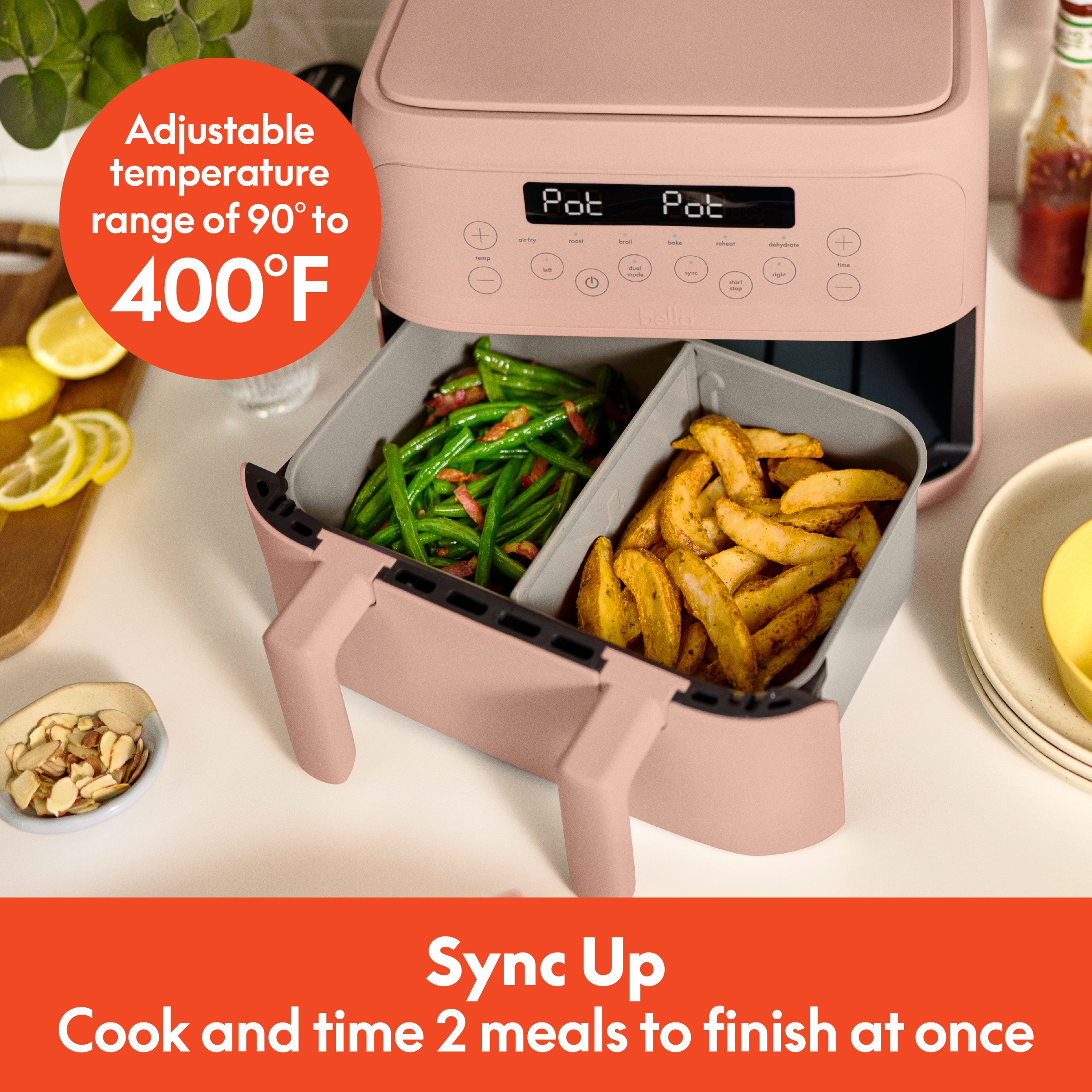 Adjustable temperature range of 90° to 400°F | Sync Up Cook and time 2 meals to finish at once