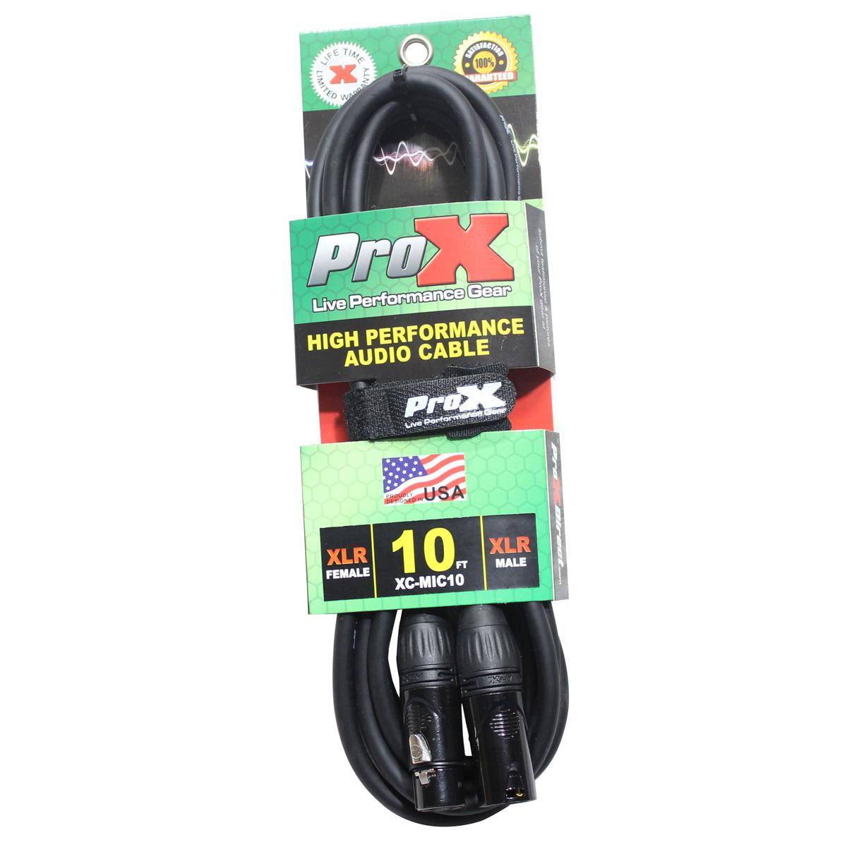 LIFE TIME X WTY LIMITED WARRANTY  
CONTRACT 100% GUARANTEED  
Pro X Gear Live Performance HIGH PERFORMANCE AUDIO CABLE  
ProX Performan Gear Live  
USA 10ft XLR XLR MALE FEMALE XC-MIC10