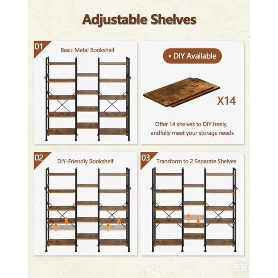 Furnulem Industrial Storage Organizer Bookcase with Open Display ...