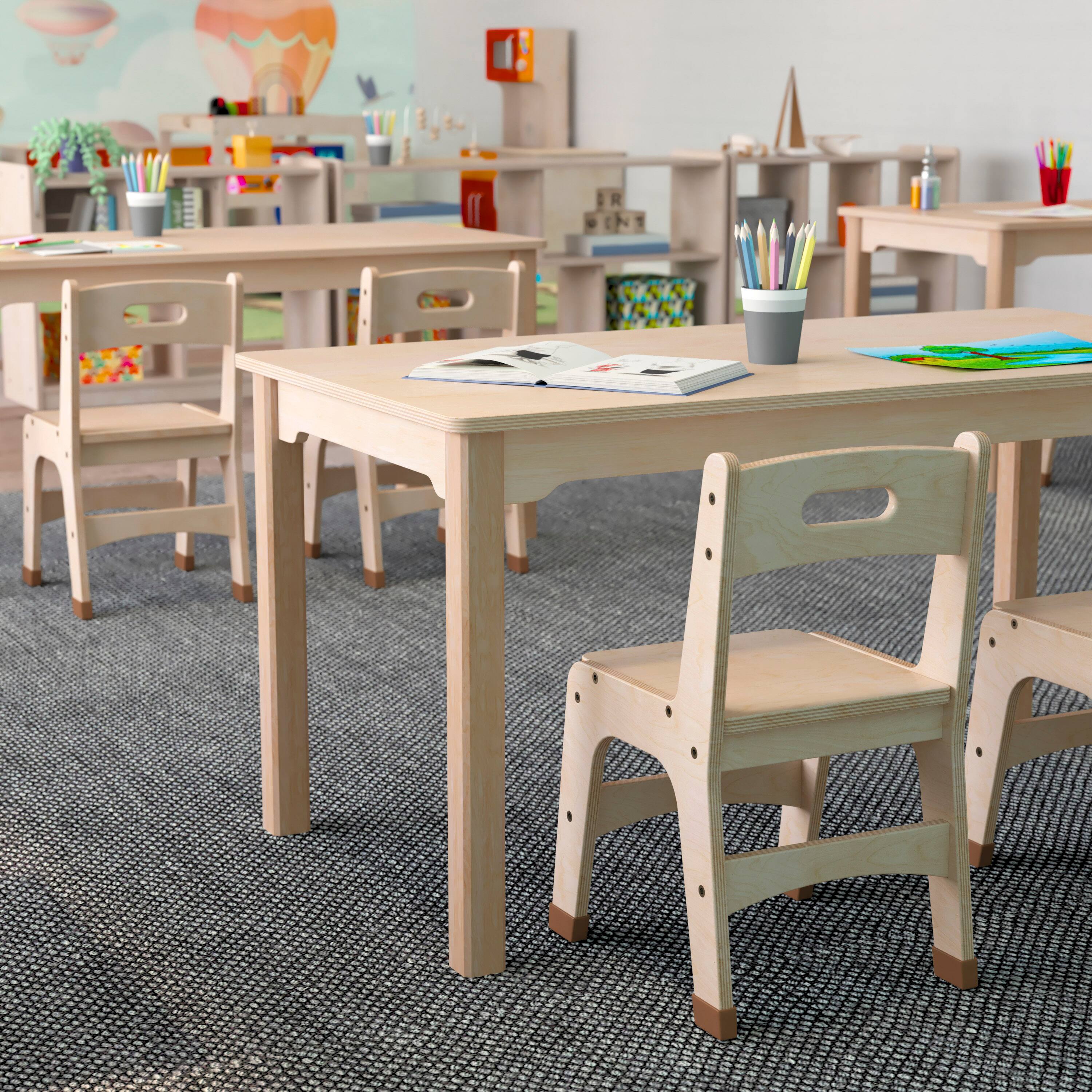 Alt View 3. Flash Furniture - Bright Beginnings Commercial Grade Wooden Rectangular Preschool Classroom Activity Table, (23.5"W x 47.25"D x 21.25"H), - Natural.