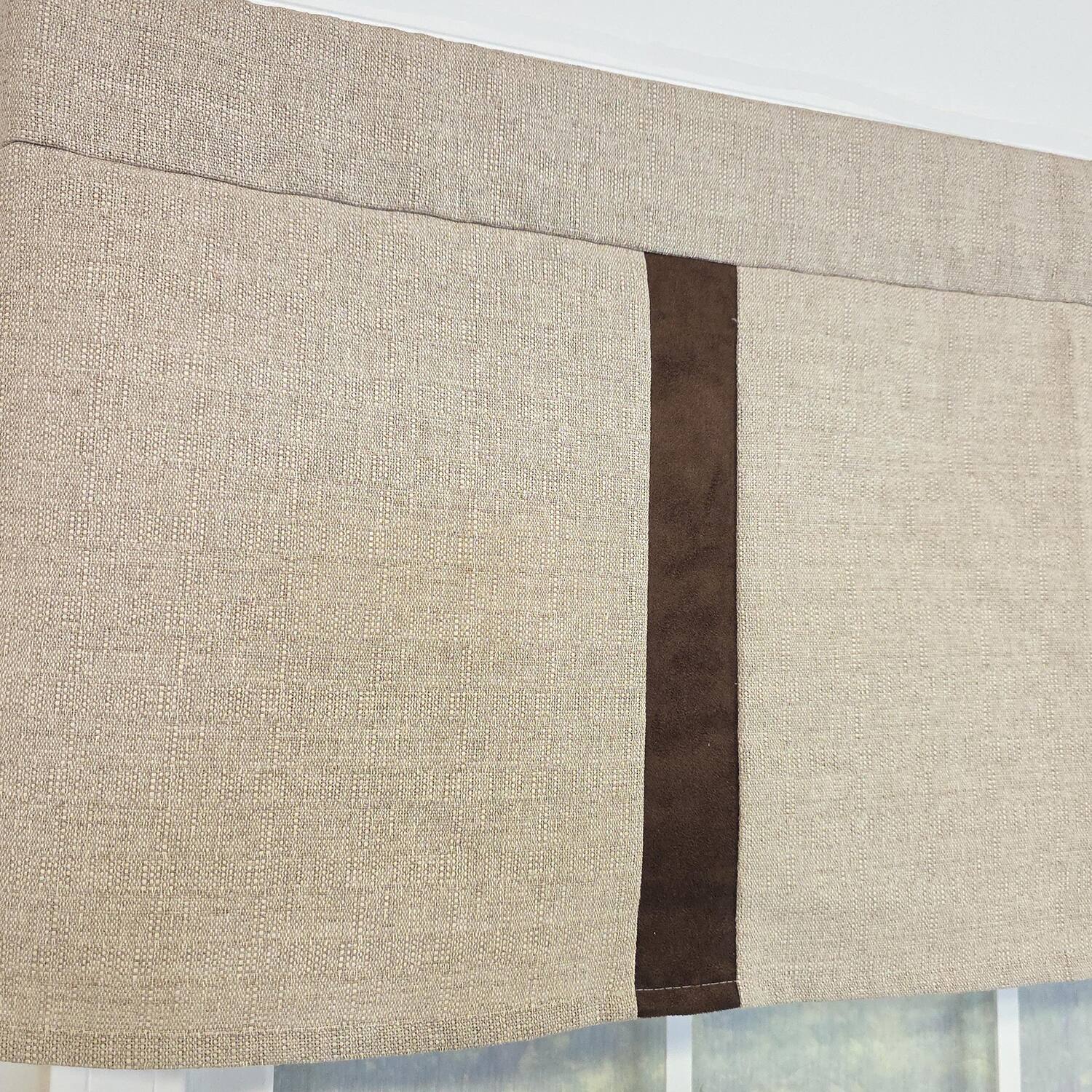 Alt View 2. RLF Home - RLF Home Denton Flat Line Window Valance 100% Cotton Rod Pocket 50" x 17" Beige - Beige.