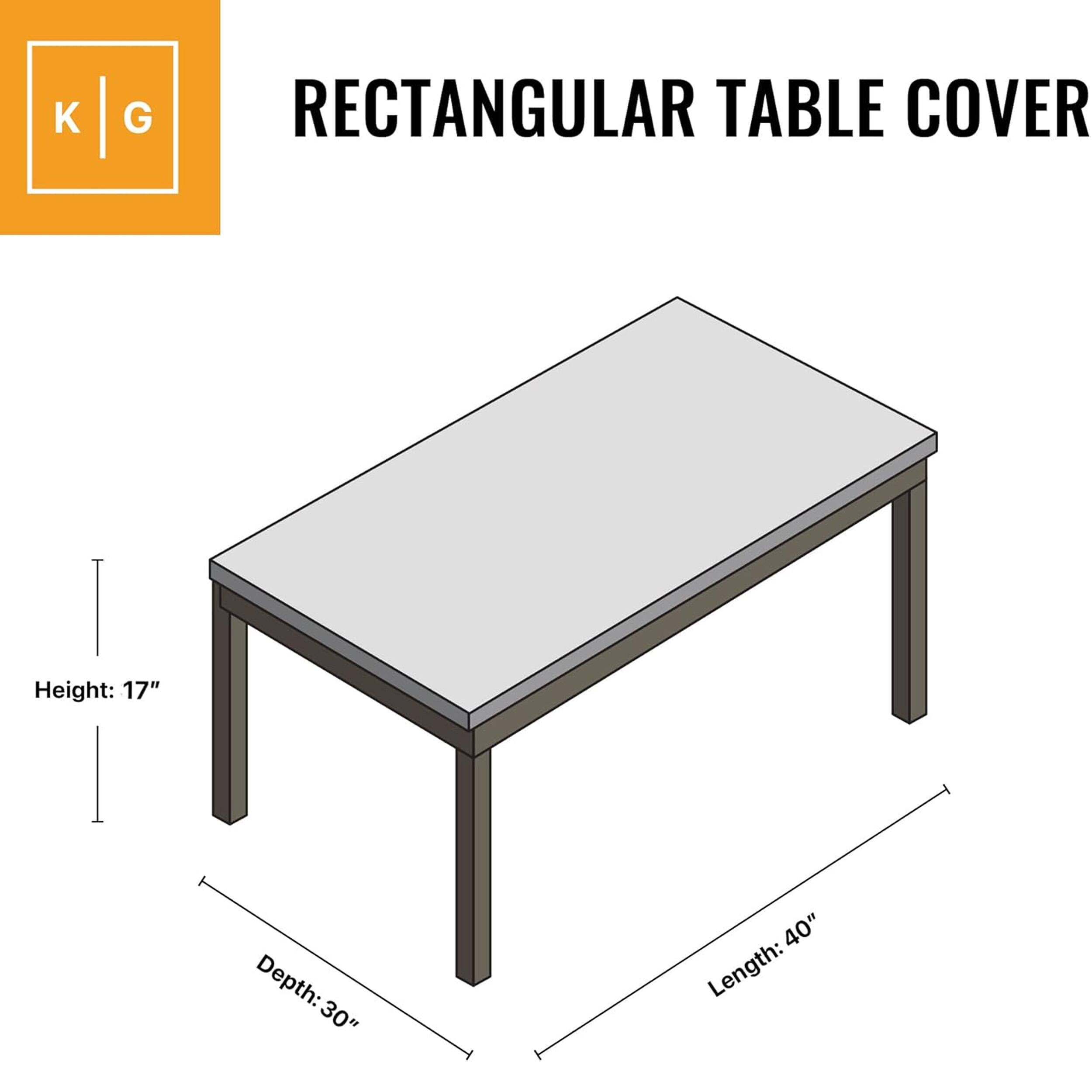 K G  
RECTANGULAR TABLE COVER  
Height: 17"  
Depth: 30"  
Length: 40"