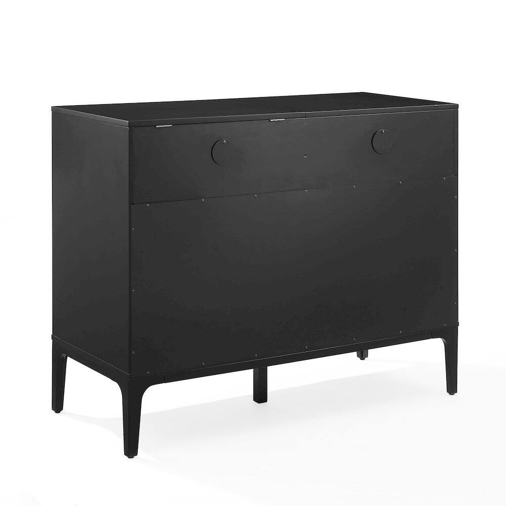 Left. FurniFact - Large record player cabinet with vinyl storage in modern design - Matte Black.