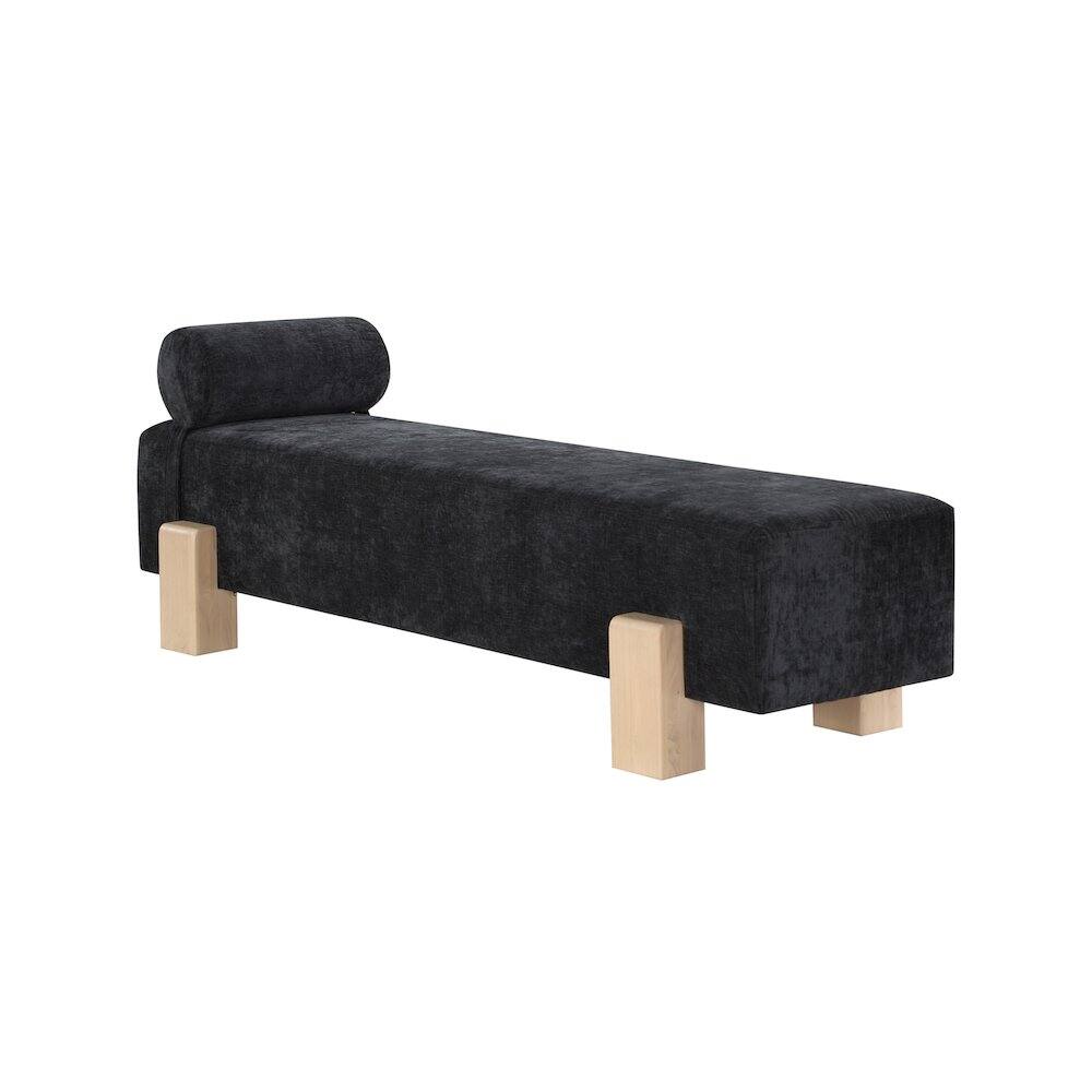 Alt View 2. Meridian Furniture - Edison Black Chenille Fabric Bench - Black.