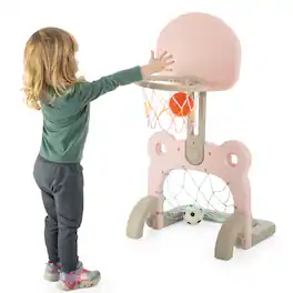 Hey! Play! - Kid Basketball Hoop and Soccer Goal - Pink