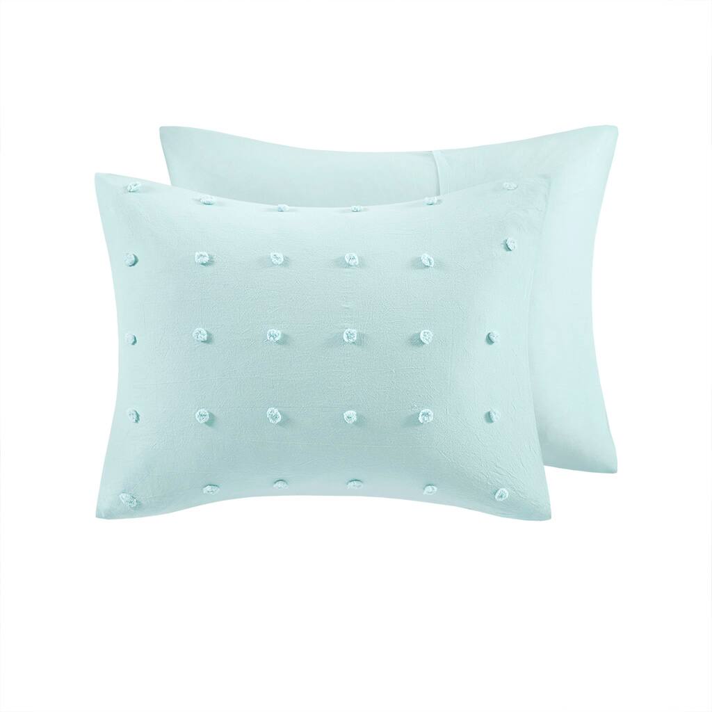 Alt View 4. Gracie Mills - Gracie Mills Caius Playful Elegance Cotton Jacquard Pom Pom Comforter Collection - Aqua.