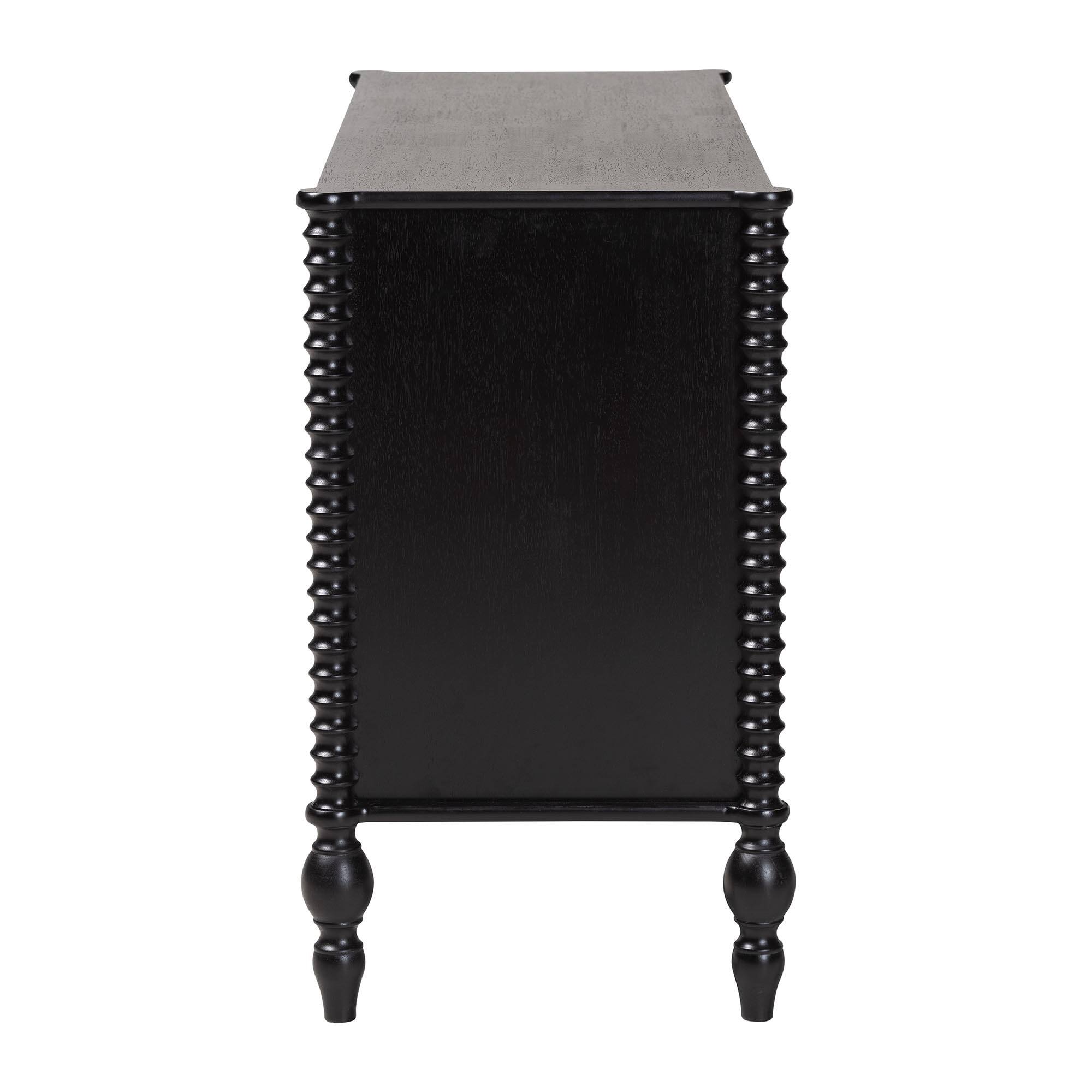 Alt View 1. Baxton Studio - Callison Spindle Dresser - 6-Drawer Farmhouse Horizontal Cabinet with Turned Accents for Bedroom, - Black.