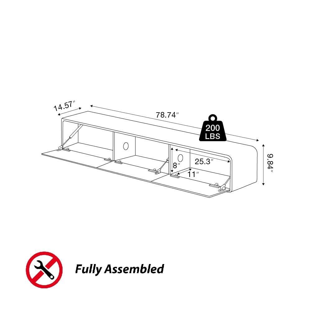14.57" 78.74" 200 LBS 25.3" 8" 11" 9.84" Fully Assembled