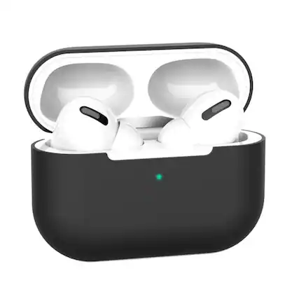 Front. Home Collection - Premium Silicone Case Cover for Apple AirPods Pro - Black.