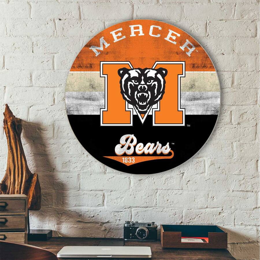Mercer Sign Jardine Mercer Bears 20'' x 20'' Retro Logo Circle Sign Orange ...
