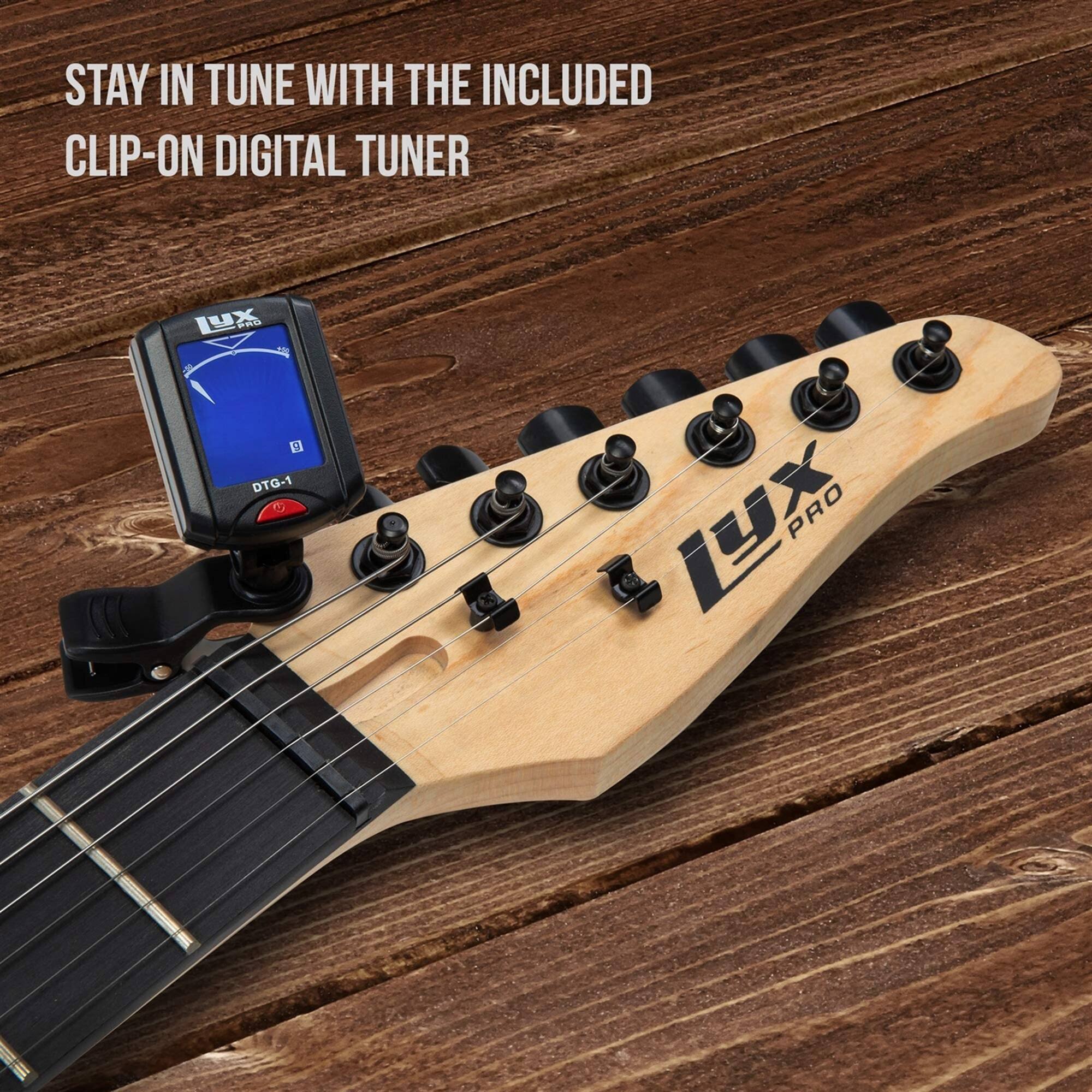 STAY IN TUNE WITH THE INCLUDED CLIP-ON DIGITAL TUNER HX PRO DTG-1
