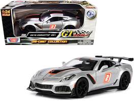 Motormax - 2019 Chevrolet Corvette ZR1 #2 Stripes "GT Racing" Series 1/24 - Silver With Black And Orange