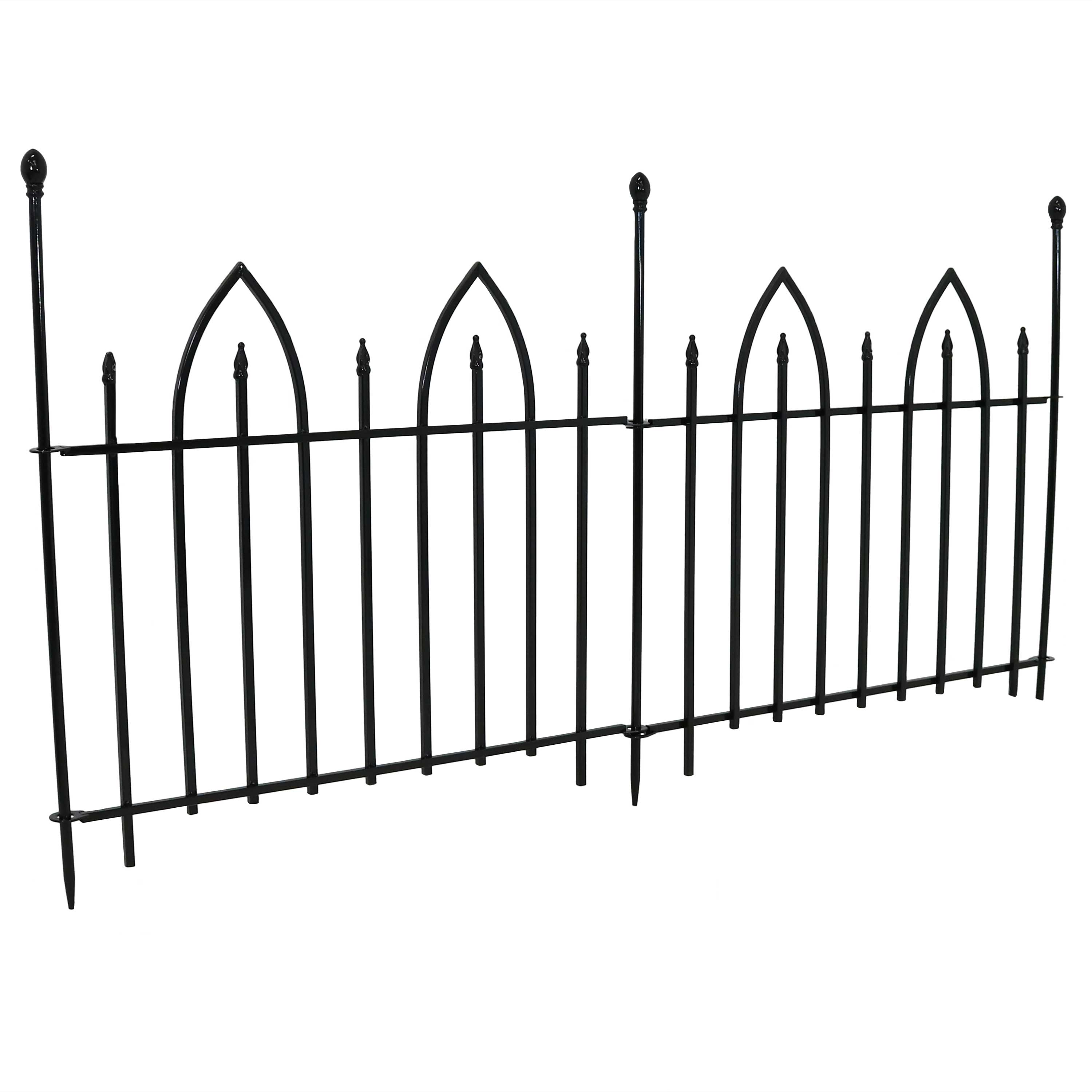 Alt View 9. Sunnydaze - 2-Piece Gothic Arch Iron Garden Border Fencing - 6 ft - Black.