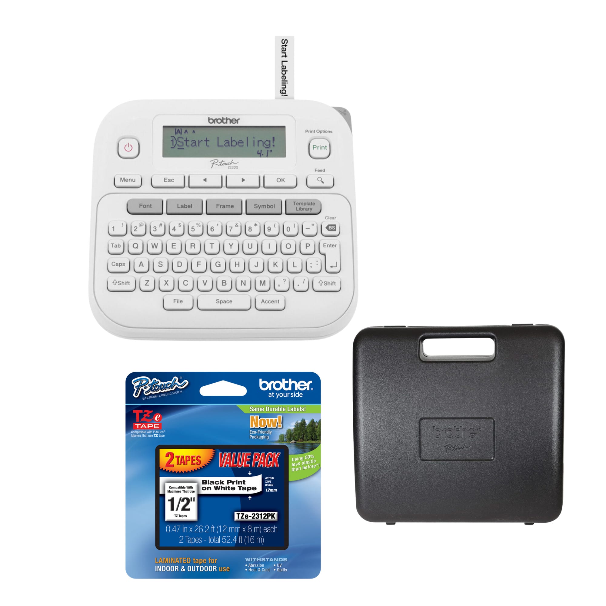 Brother - P-Touch PTD220 Portable Label Maker with Laminated Tape and Storage Case