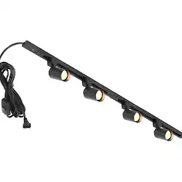 Dazzed Corner - 4-Light Plug in Track Lighting with Power Cord, No Bulbs - Black