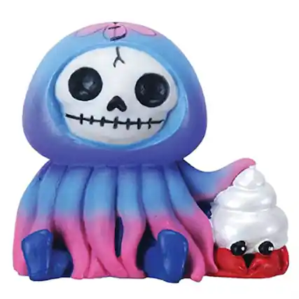 Front. Pacific Trading - Furrybones Jelly Skeleton in Jellyfish Costume with Hermit Crab Figurine - Blue.