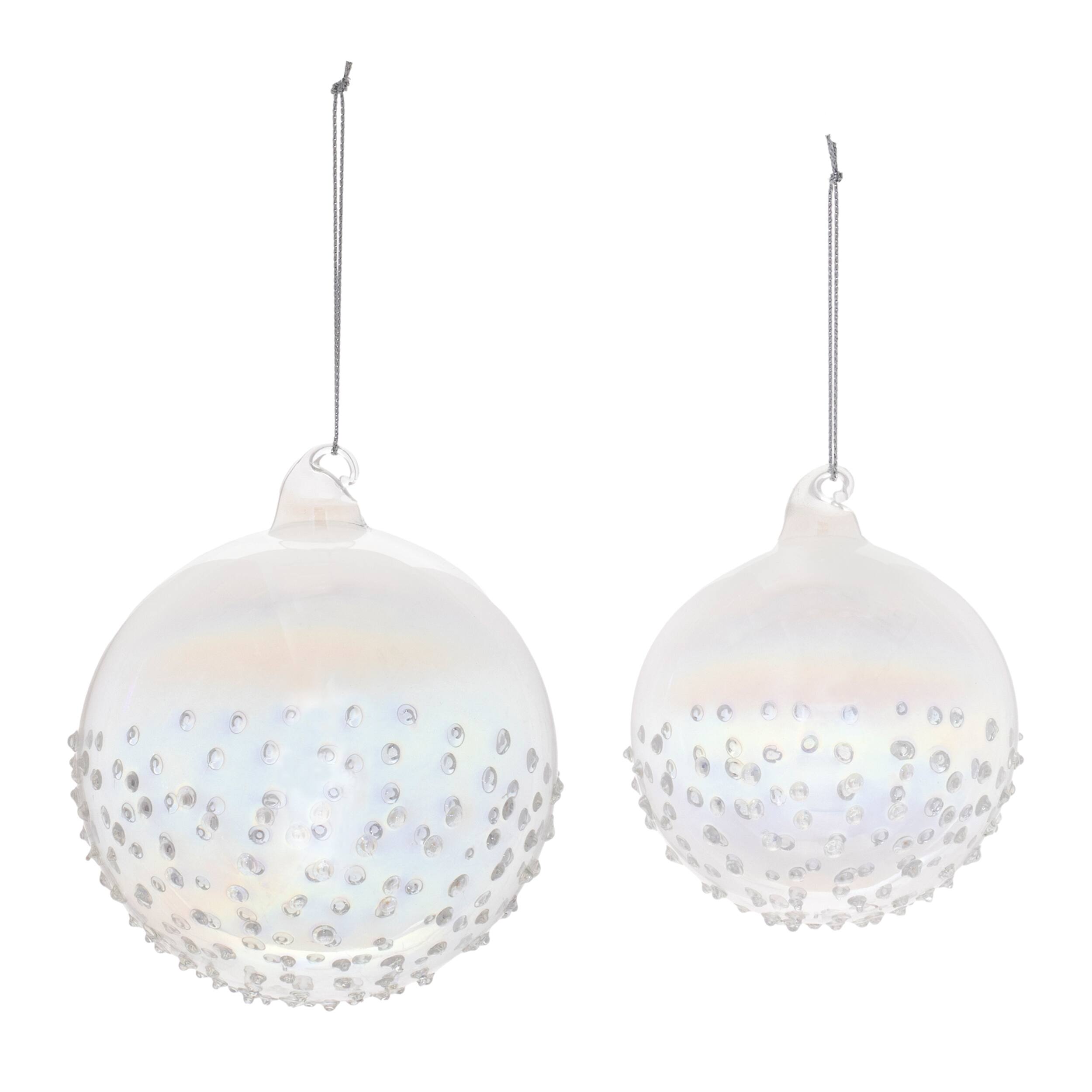 Angle. BreeBe - Iridescent Glass Ball Ornament (Set of 12) - Clear.