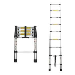 ELEMENT ACE - 8.5FT Heavy Duty Telescopic Extension Ladder, Aluminum Alloy Folding Ladder for Indoor and Outdoor Work - Black