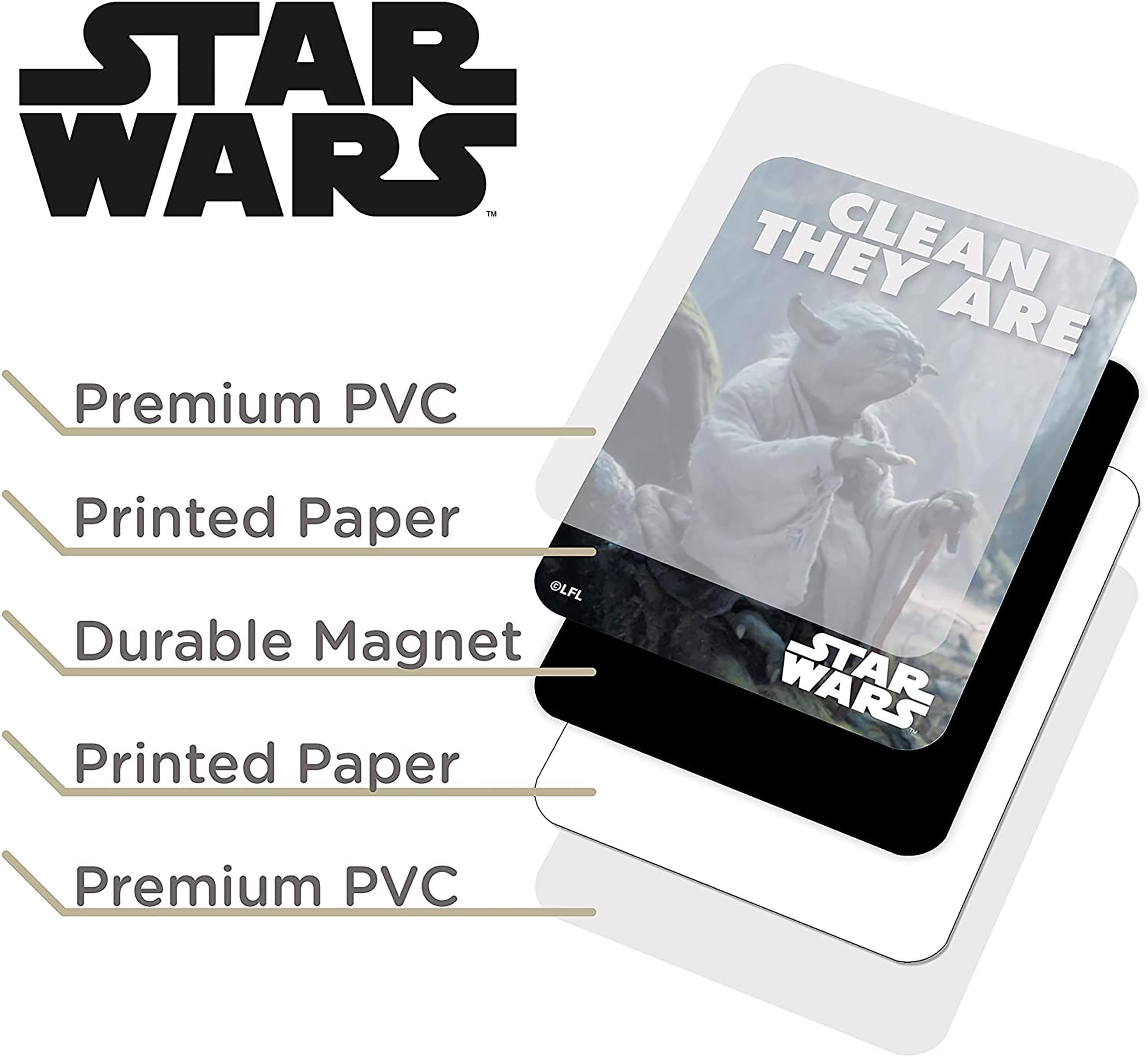 STAR WARS

Premium PVC  
Printed Paper  
Durable Magnet  
Printed Paper  
Premium PVC  

CLEAN THEY ARE
