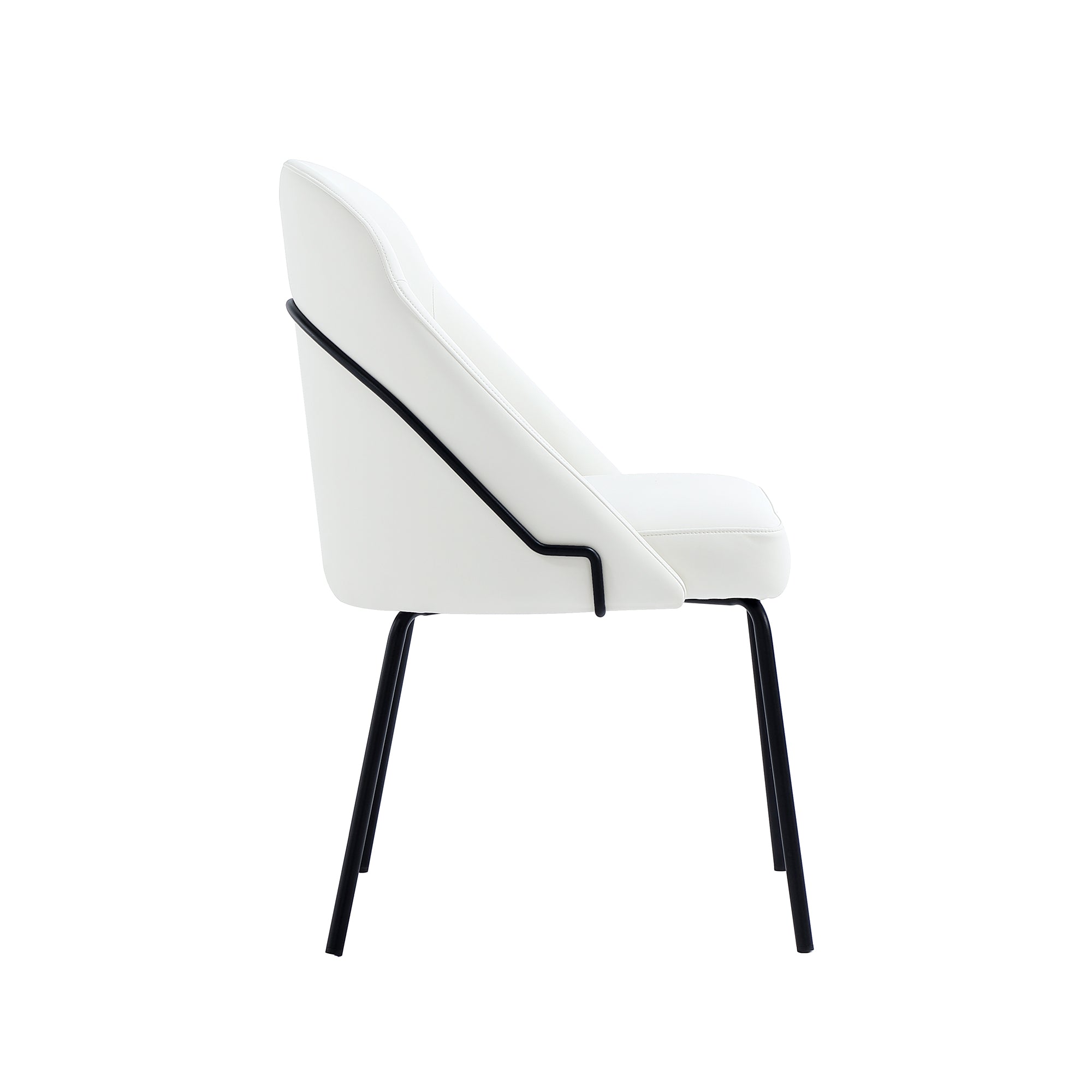 Alt View 3. Manhattan Comfort - Gracie Modern Metal Vegan Leather Dining Chair - Set of 4 - White and Black.