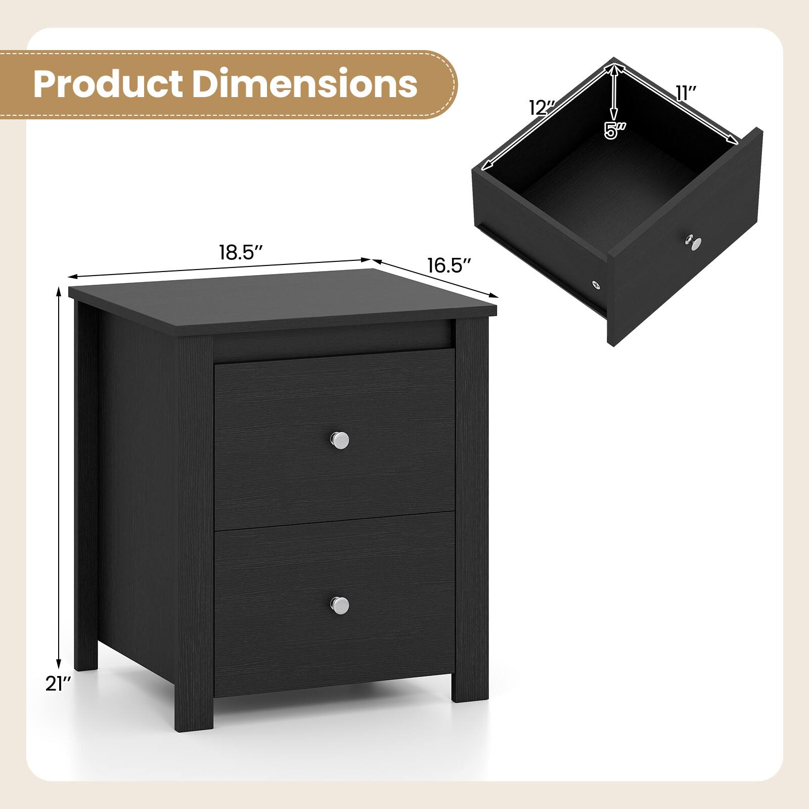 Product Dimensions
12" x 5" x 11"
18.5" x 16.5" x 21"