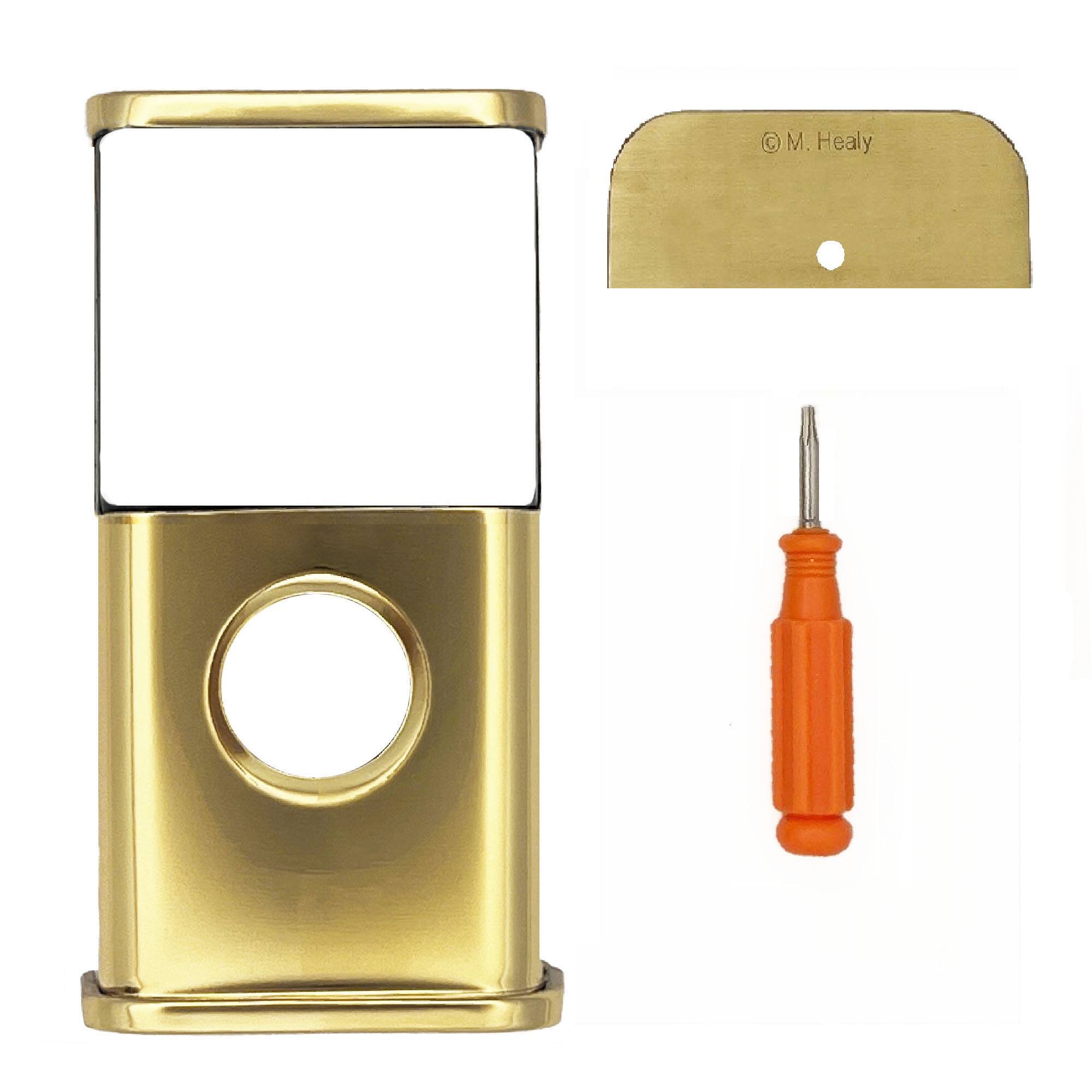 Back. Michael Healy - Traditional Video Doorbell Cover (Ring 3, 3 Plus, 4, Battery Plus and Battery Pro) - Polished Brass.