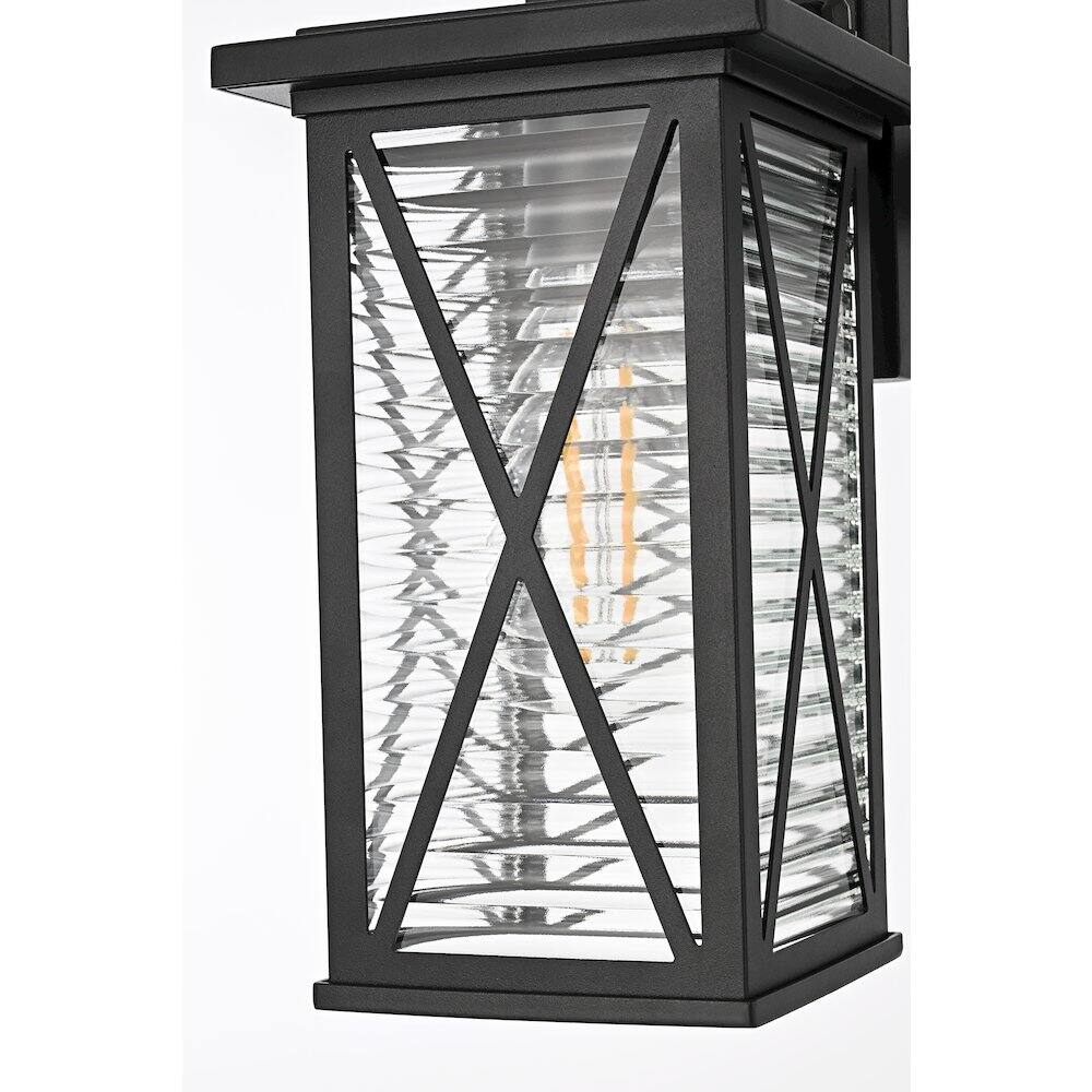 Alt View 2. Elegant Lighting - Jada 12 inch Outdoor Wall sconce in Black - Black And Clear.